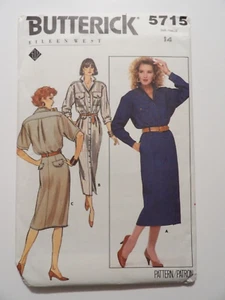 Butterick 5715 - Classic Safari-Style Shirt Dress - Size 14 - Uncut Pattern - Picture 1 of 3