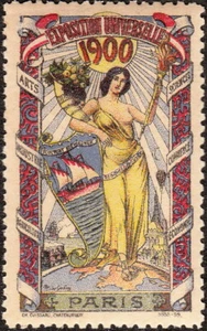 Stamp Label France Exposition 1900 Poster Cinderella International Fair MNH - Afbeelding 1 van 1