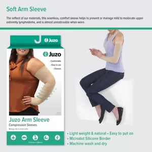Manga de brazos estándar Juzo Soft 2002 30-40 mmHg con banda superior de silicona para mujer, Be - Imagen 1 de 5