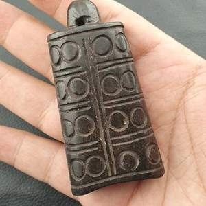 Antique Stone jade Black Magnetic carving stone Amulet Bead - Picture 1 of 12
