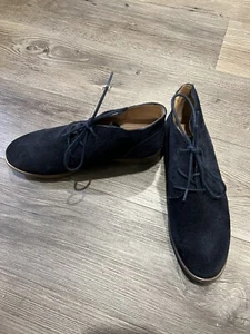 Franco Sarto Boots Women’s Sz 6.5 Chukka Ankle Bootie Navy Blue Leather Lace Up - Picture 1 of 5