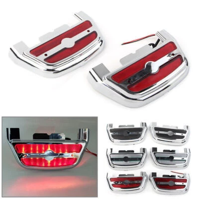 Cubierta de estribo de pasajero con luz LED apta para Harley Touring Road King Foto 1 de 4