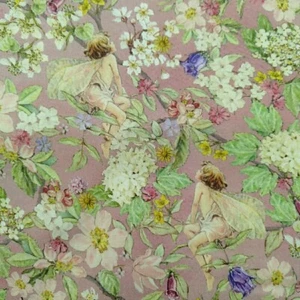 Flower Fairies Quilting Fabric 1m x 110cm Jasmine Pink Cicely Mary Barker NEW - Picture 1 of 5