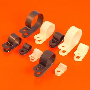 High Quality Black & White Nylon Plastic P Clips - Fasteners for Cable & Tubing