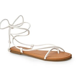 SANDALUP White Sandals Women Dressy Strappy Gladiator Dress Summer Lace up Fl... - Picture 1 of 7