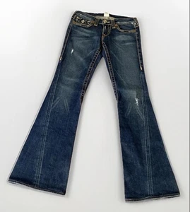VTG True Religion WIDE Flare Jeans Joey Big T Size 27, Made In USA - Picture 1 of 11