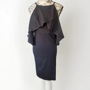 ASOS Black Maxi Dress Cold Shoulder Sexy Ruffle Sleeve New With Tags - Picture 1 of 15