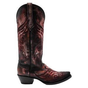 Ferrini Masquerade Red Metallic Full Grain Leather Snipped Toe Boots - Picture 1 of 6