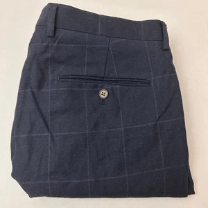 J.Crew Thompson Slim Fit Dress Pants Mens 36x32 Blue Plaid Wool Career Office - Picture 1 of 8