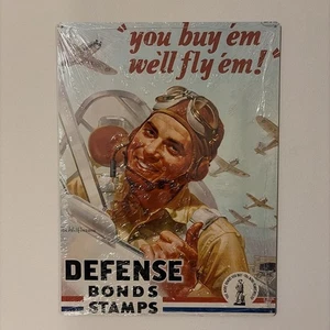 Poster da parete 16x12 You Buy 'Em We'll Fly 'Em Defense Bonds Wilkinson metallo - Foto 1 di 2