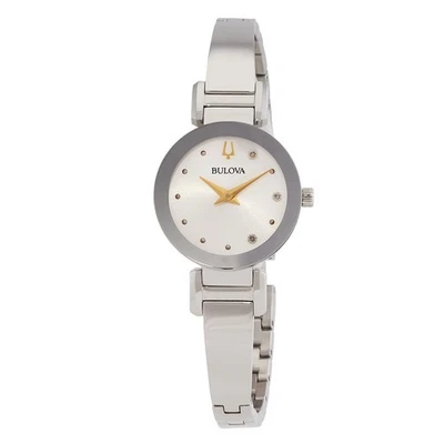 Reloj pulsera analógico Bulova Marc Anthony 96P241 para mujer esfera blanca banda plateada *NUEVO* Foto 1 de 4