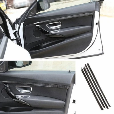 Para BMW Serie 3 4 GT 2014-2018 aspecto de fibra de carbono interior panel puerta moldura 4P Foto 1 de 4