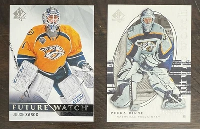 Predators Goalie Rookie Lot (2): Sp Authentic 2015 Juuse Saros 2005 Pekka Rinne - Image 1 of 2