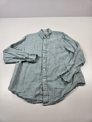 J Crew Irish Linen Shirt Mens Large Green Baird McNutt Classic Button Down - Image 1 of 4