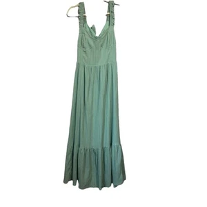 Altar'd State Maxi Dress Women's Tiered Sleeveless Green Lined Bow Size XL - Picture 1 of 9