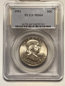 MS64 1951 Franklin Medio Dólar Rev Tono Arco Iris PCGS Ver Fotos Caja 105 - Imagen 1 de 2