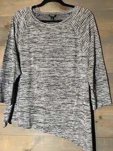 a.n.a Damen Bluse Rundhals 3/4 Arm Größe L schwarz grau Pullover seitlich zum Binden - Bild 1 von 11