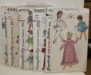 4 Simplicity Patterns #’s 1824, 3697, 4058, 4551, McCall’s 5983. Size 5 Girls - Picture 1 of 11