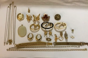 Vintage-Now Gold Tone Jewelry Lot 28Pcs Variety  One Monet Brooch (READ) - Picture 1 of 16