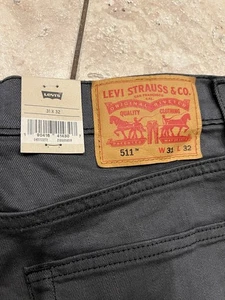 Levi's Jeans Mens 31x32 511 Slim Throughout Stretch Grey Pants Outdoor NEW - Picture 1 of 10