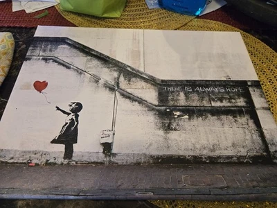CANVAS WALL ART BANKSY BALLOON GIRL GRAFFITI - perfect canvas 16" X 12" X 1" - Image 1 of 3