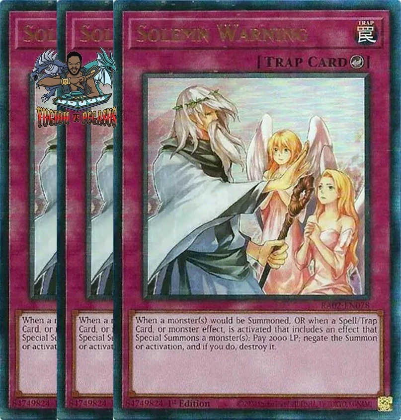 Yugioh! 3x Solemn Warning RA02-EN078 Ultimate Rare 1st Ed NM - Image 1 of 1
