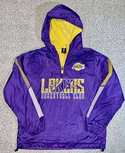 Vintage NBA La Lakers 1/4 Zip Hooded Windbreaker Pullover Md Defects In Pics - Picture 1 of 9
