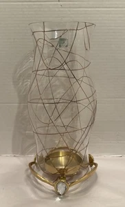 PartyLite Calypso Gold Hurricane Shade Versailles Brass Stand Candle Holder - Picture 1 of 10