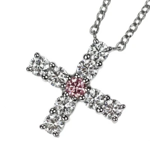 Harry Winston Rare Pt950 Natural Pink/Colorless Diamond Pendant Necklace Mini Cr - Picture 1 of 6