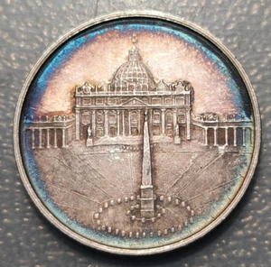 MEDALLA RELIGIOSA ITALIA ROMA 1975 SAN PEDRO 25 AÑO SANTO PLAZA SAN PEDRO PLATA - Picture 1 of 2