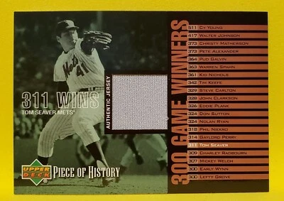 Tarjeta de camiseta Tom Seaver 2002 Upper Deck Piece of History 300 ganadores del juego #w-ts Foto 1 de 4
