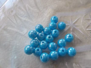 8mm AB Blue Bubblegum Beads, Aurora Borealis Beads, Gumball Beads LOT OF 20 - Picture 1 of 2