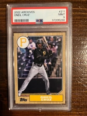 2022 TOPPS ARCHIVES ONEIL CRUZ RC #211 PSA 9 MINT - Image 1 of 2