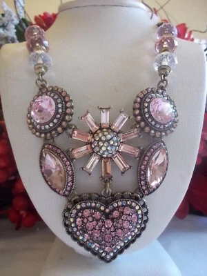 BETSEY JOHNSON PAVED CRYSTAL HEART FRONTAL STATEMENT NECKLACE (NO EARRINGS) - Image 1 of 4