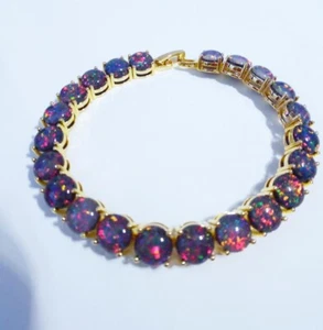 BEAUTIFUL DARK CHERRY FIRE OPAL GOLD PLATED BRACELET - Picture 1 of 6