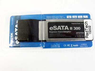 Adaptador ExpressCard Apiotek eSATA II 300 para Notebook/Laptop Ranura para Tarjeta Express Foto 1 de 2