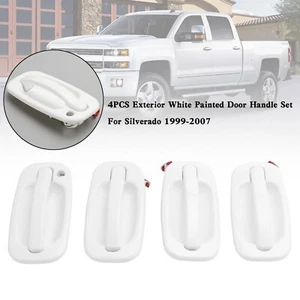 4Pcs New Exterior Olympic White Painted Door Handle Set For 1999-2007 Silverado - Foto 1 di 8
