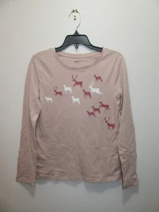 GAP KIDS GIRLS LONG SLEEVE TEE CAVE ART STYLE DEER PRINT CREAM PINK SIZE XL (12) - Picture 1 of 4