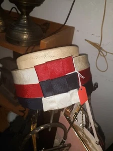 VINTAGE LADIES PILL BOX HAT RED WHITE AND BLUE - Picture 1 of 3