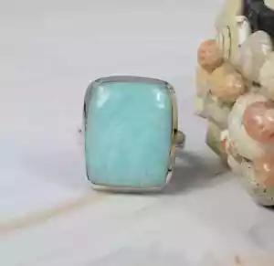Amazonite Ring 925 Sterling Silver Handmade Gemstone Jewelry Women Gift - Picture 1 of 3