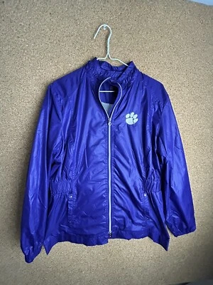 Chaqueta cortavientos para mujer púrpura Clemson Tigers NCAA cortavientos lluvia talla L abrigo para dama Foto 1 de 3