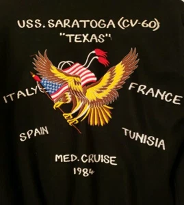 Vintage USS Saratoga CV-60 PRE-OWNED Aircraft Carrier Sailor Size Large Jacket - Picture 1 of 7