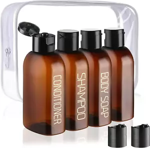 Travel Bottles for Toiletries 4Pcs 3.4Oz Travel Shampoo and Conditioner Bottles - Picture 1 of 12