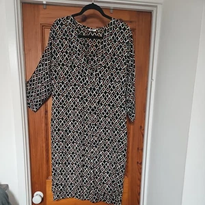 Masai black / rust / cream Relaxed Fit dress long Top With Side Pockets Size M - Picture 1 of 14