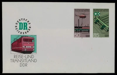 GERMANY POSTAL STATIONERY COVER 1985 RAILWAY RAILROAD HELICOPTER m6269 - Image 1 of 2