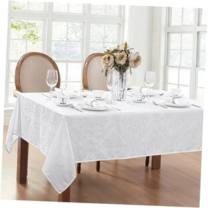 Home Fashions Caiden Elegance 70" x 52" (Rectangular) White Tablecloth (1) - Picture 1 of 7