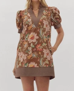 Entro Renee Fall Floral Mini Dress Size L - Picture 1 of 5