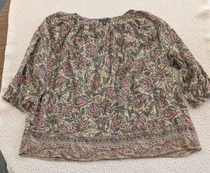 Chaps Women's Floral Peasant Paisley Top 3/4 Sleeve Size 2X - Picture 1 of 10