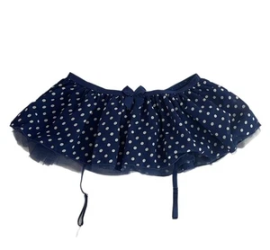 Y2K Marineblau Punkte Micro Minirock M Netz Strumpfbänder Rücken Haken Schleife Lolita Cosplay - Bild 1 von 4