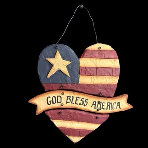 Blossom Bucket “God Bless America Heart Sign” Item 18816, Large/Rare - Picture 1 of 9